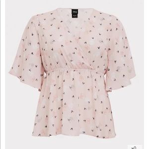 DISNEY MINNIE MOUSE FLUTTER SLEEVE BABYDOLL BLOUSE
